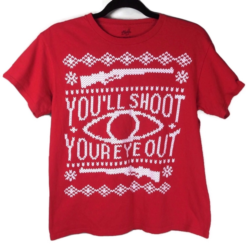 Chill A Christmas Story You’ll Shoot Your Eye Out Argyle Crewneck Tee Size Small